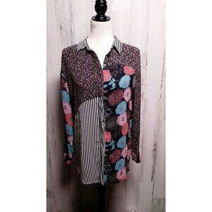 Floral Patchwork Button-Up Blouse